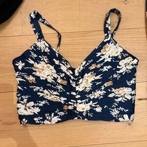 Abercrombie Navy Satin Crop Top - Large